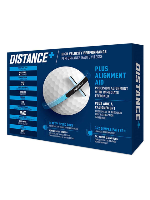 TaylorMade Distance+ Golf Balls - 1 Dozen White