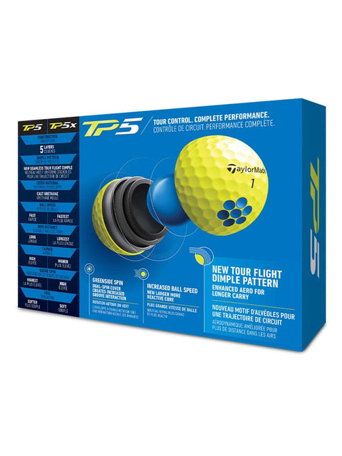 TaylorMade TP5 Golf Balls - 1 Dozen Yellow